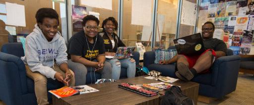 Students studying in the Multicultural Resource Center.